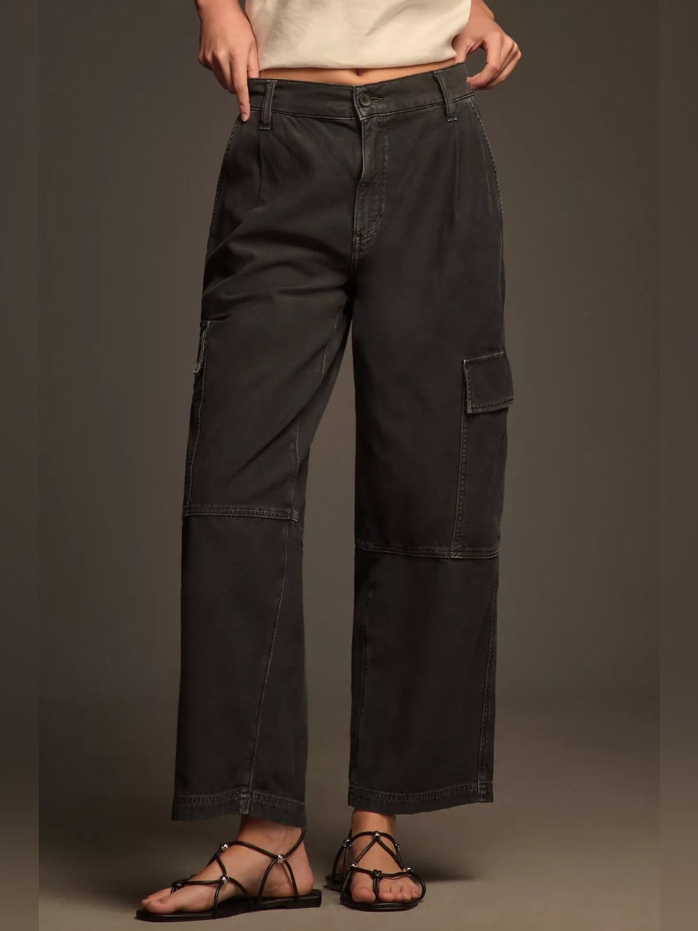 AGOLDE Jericho Pants Size 27 Vulture Faded Black Utility Cargo Wide Leg Cotton